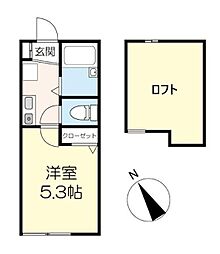 マ・ピエス東生田弐番館 1Kの間取図画像