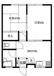 中宗岡ハイツ 2DKの間取図画像