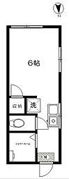 西生田ハイツ ワンルームの間取図画像