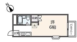 キャッスル井の頭 1階ワンルームの間取り