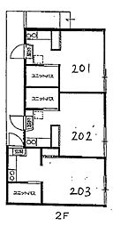 サンドビレッヂ小平 2階1Kの間取り