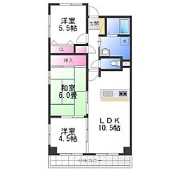 グリーングラス久米田 3LDKの間取図画像