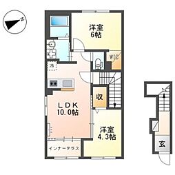 La Recolte (ラ レコルト) 2階2LDKの間取り