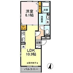 メルヴェーユ 1LDKの間取図画像