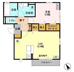 アルコイリス 3階1LDKの間取り