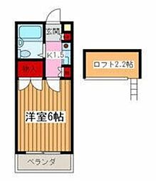 コスモスウイング平和台 1階1Kの間取り