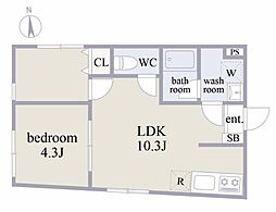 ドルチ中野富士見町 4階2LDKの間取り