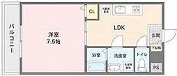 サン・スペース香住ケ丘 1Kの間取図画像