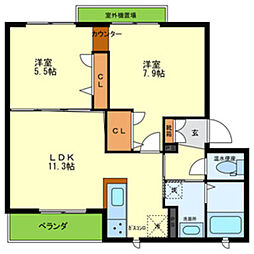 Casafem 2LDKの間取図画像