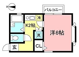 パークアベニューコトー 1Kの間取図画像