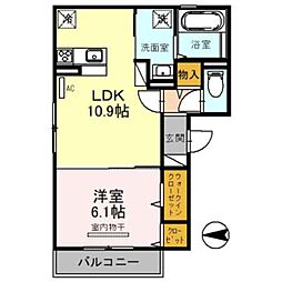 シャンテ 1LDKの間取図画像