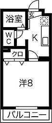 楪 1Kの間取図画像