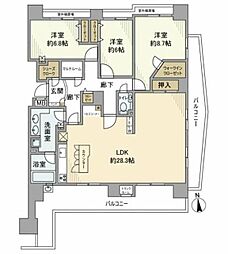日神パレステージ本厚木グランビュー 3LDKの間取図画像