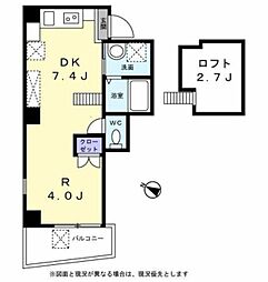 JR山手線 目黒駅 徒歩8分の賃貸マンション 2階1DKの間取り