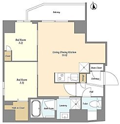 グランカーサ上野松が谷 2LDKの間取図画像