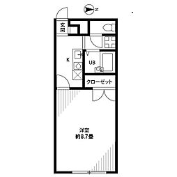 JR横浜線 橋本駅 バス9分 上の原下車 徒歩1分の賃貸アパート 1階1Kの間取り
