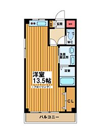 ニューホワイト ワンルームの間取図画像