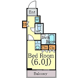 ジェイパーク青葉台弐番館 5階ワンルームの間取り