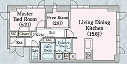 トワ・イグレッグ 6階1SLDKの間取り