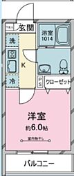 川越市大字的場アパート 1Kの間取図画像