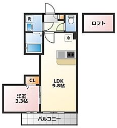Best Stage保I 3階1LDKの間取り