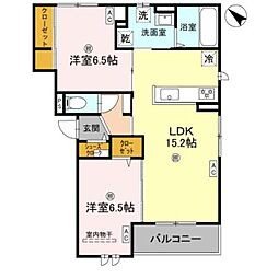 D-レジデンス豊里 2LDKの間取図画像