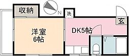 ルポーゼサカイ 1DKの間取図画像