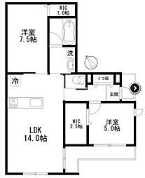 ルミナス富ヶ谷 1階2SLDKの間取り