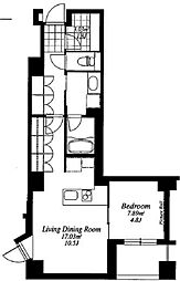 フレンシア外苑西 1LDKの間取図画像