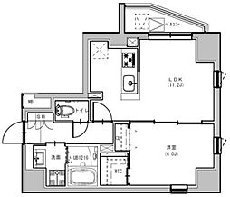 S-RESIDENCE浅草Fiore 1LDKの間取図画像