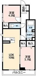 グラシア北習志野 1階2LDKの間取り