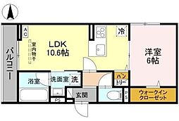 仮称D-ROOM春日部南一丁目 3階1LDKの間取り