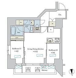 Ｂｒｉｌｌｉａ ｉｓｔ 浅草 11階2LDKの間取り