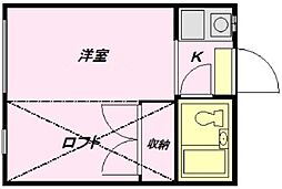 フェリス祖師谷 1階ワンルームの間取り