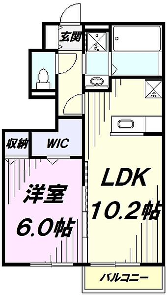 東京都福生市大字福生(賃貸アパート1LDK・1階・40.99㎡)の写真 その2