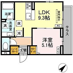 ジェルベーラ東柏ケ谷 1LDKの間取図画像