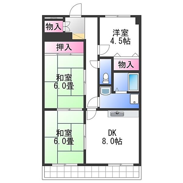 ロイヤルスクエアあむI ｜大阪府泉大津市東雲町(賃貸マンション3DK・3階・62.00㎡)の写真 その2