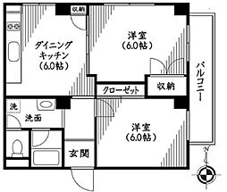 ファミール築地 2DKの間取図画像