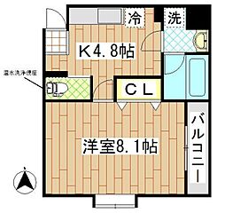 サンフィール8 1Kの間取図画像