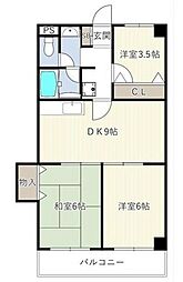トーカド宮崎台東棟 3DKの間取図画像
