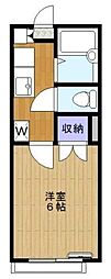 ルミエール中山 3階1Kの間取り
