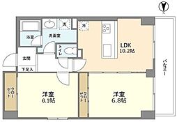 ブランセ芝浦 2LDKの間取図画像