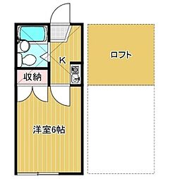 アスール 1Kの間取図画像