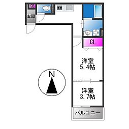 ヴェルメゾン加美東 2Kの間取図画像