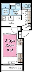 リブリ・ベルカーサYUHI 1Kの間取図画像