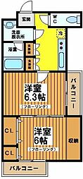 ウェル明大前 2Kの間取図画像