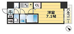 プレサンス三宮ディライト 1Kの間取図画像