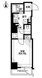 プレール・ドゥーク蒲田2 1Kの間取図画像