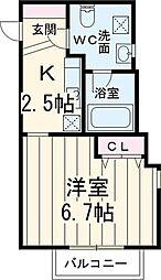 ベルグラード三山 1階1Kの間取り