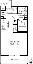 小竹レジデンス 2階ワンルームの間取り